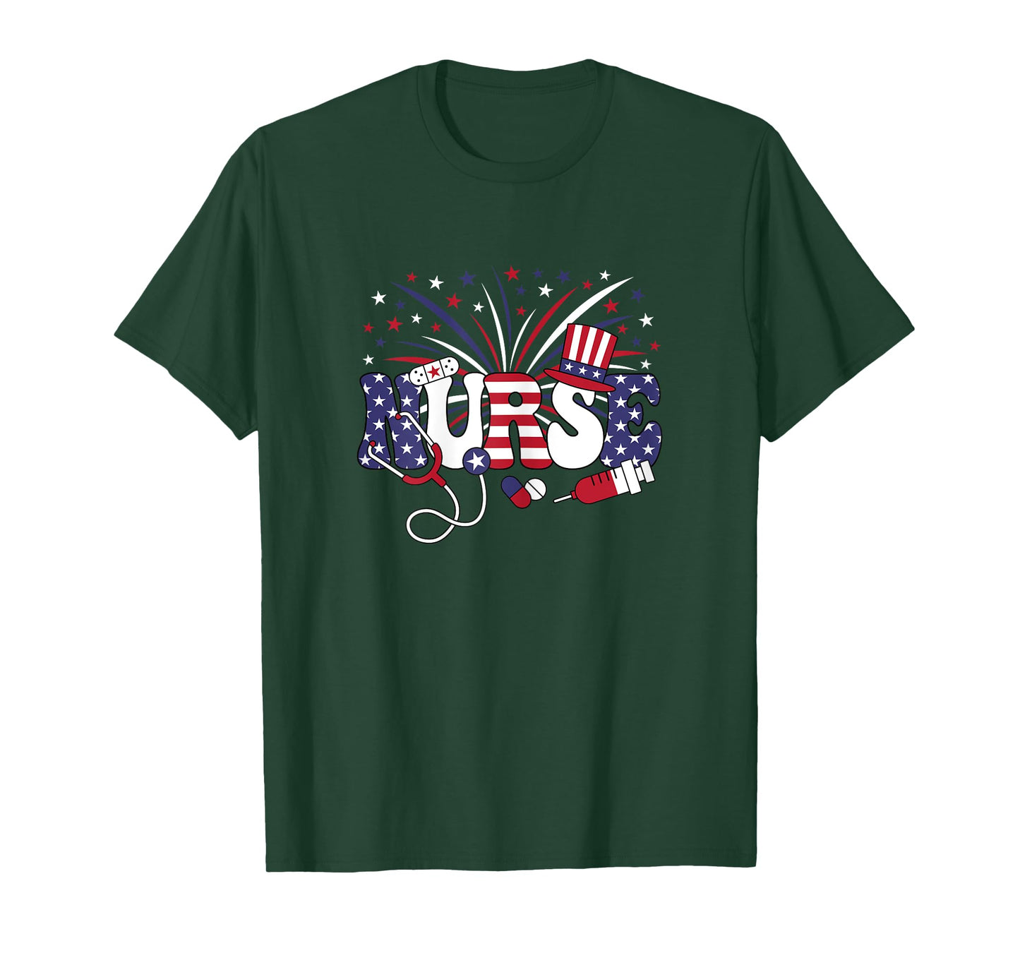 4th Of July Patriotic Nurse American Flag USA Nursing Women T-Shirt