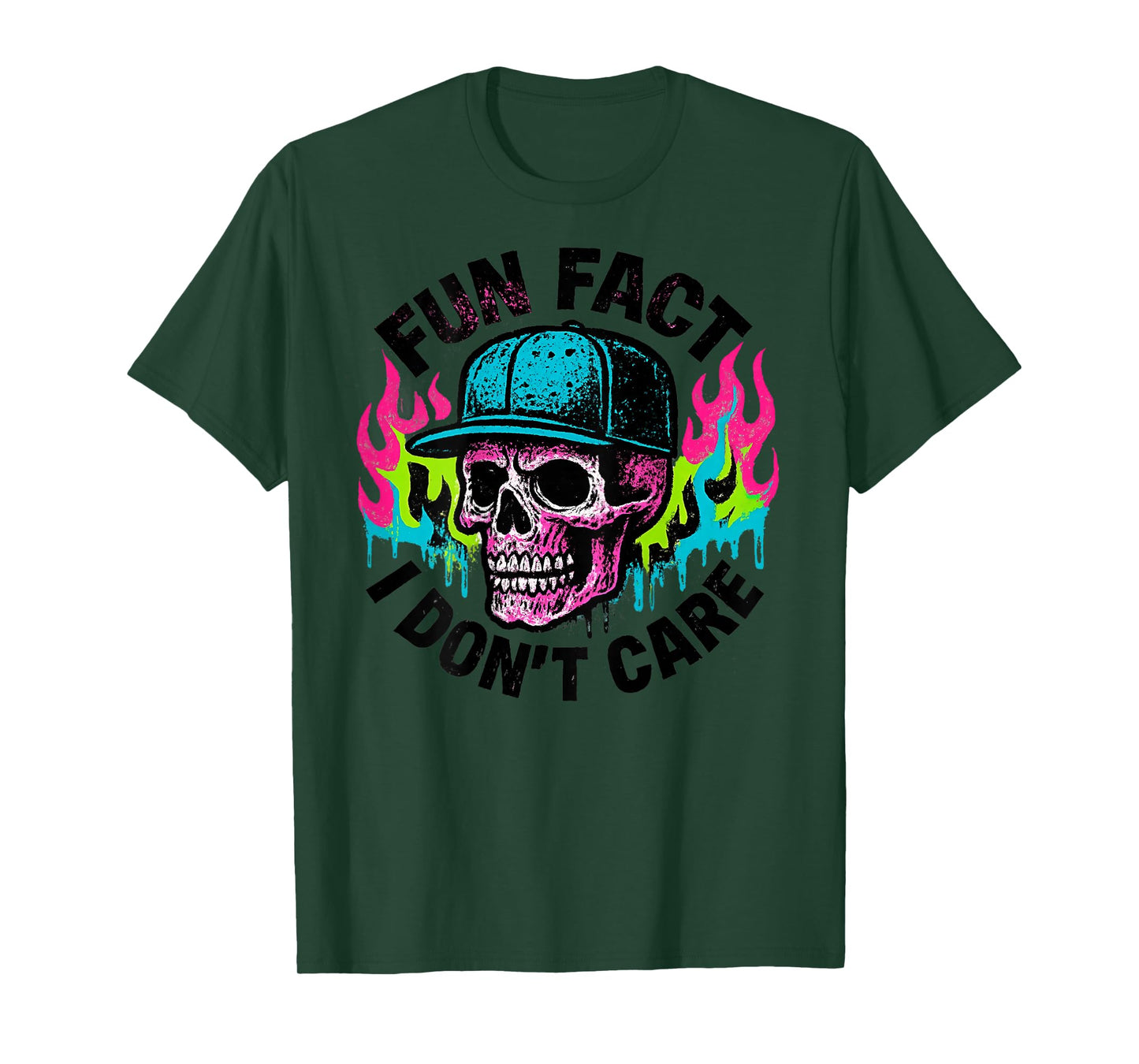 (ON Back) Fun Fact I Don't Care Funny Skeleton Humor Quote T-Shirt