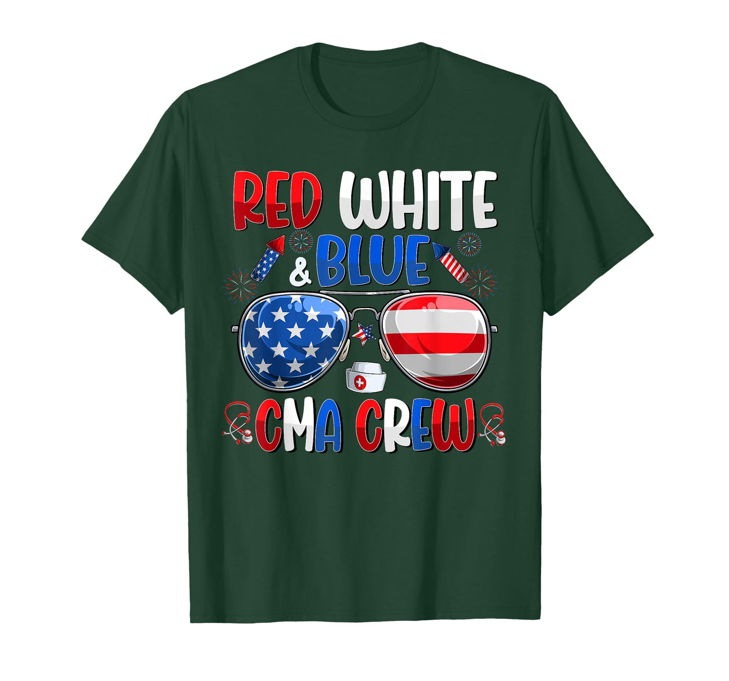 4th Of July CMA Crew Scrub Tops Medical Assistants Matching T-Shirt for Women Men