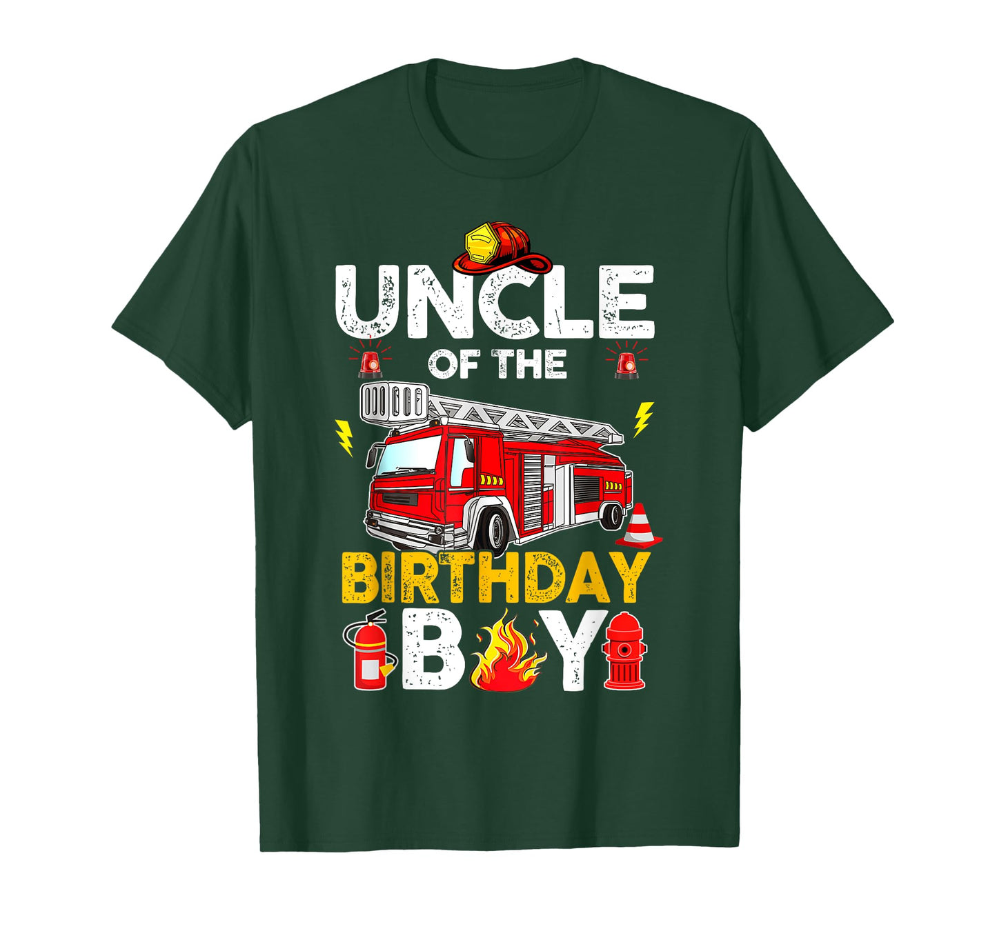 Uncle Of The Birthday Boy Fire Truck Firefighter Party T-Shirt