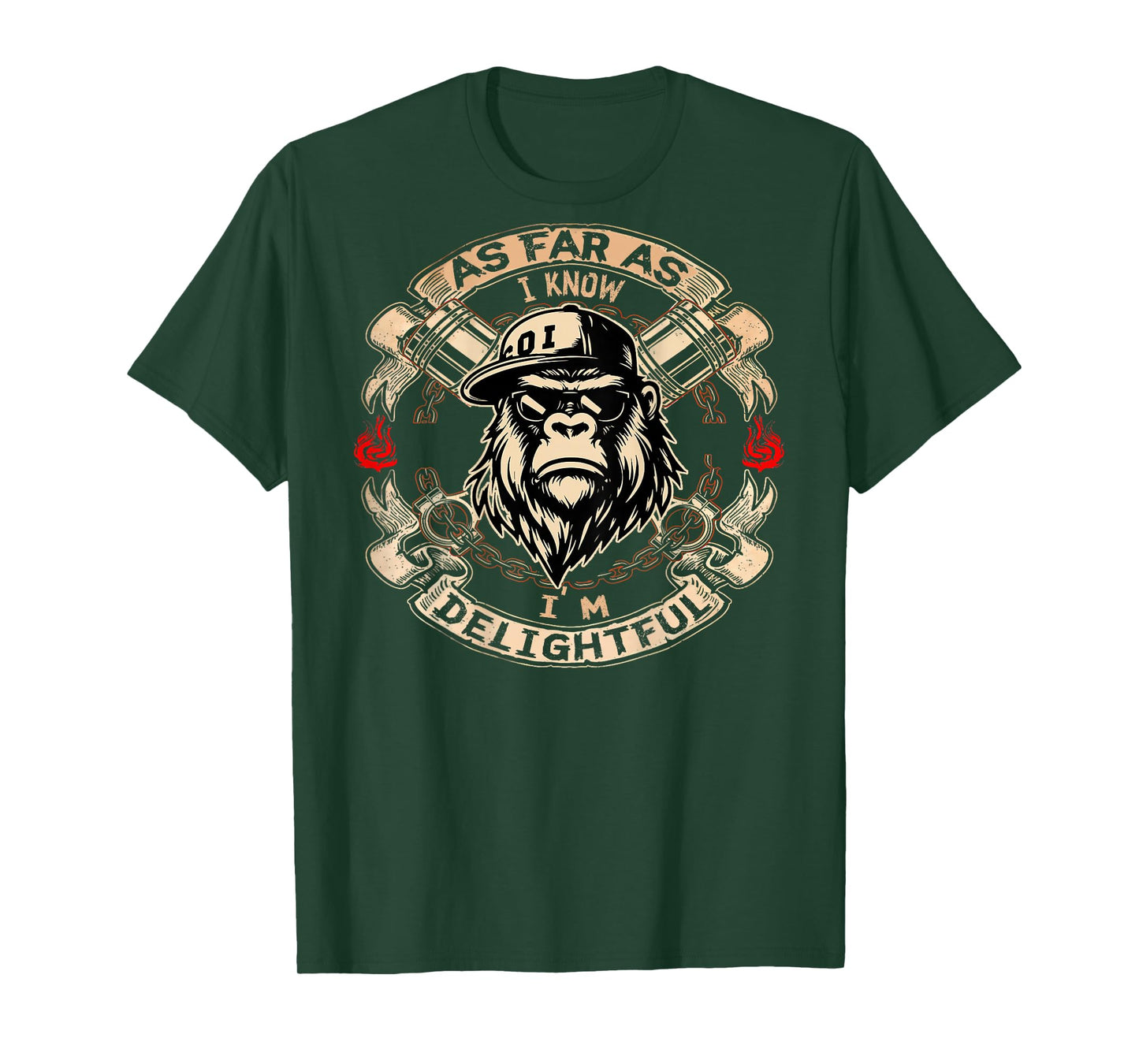 (ON Back) As Far As I Know I'm Delightful Funny Monkey Quote T-Shirt