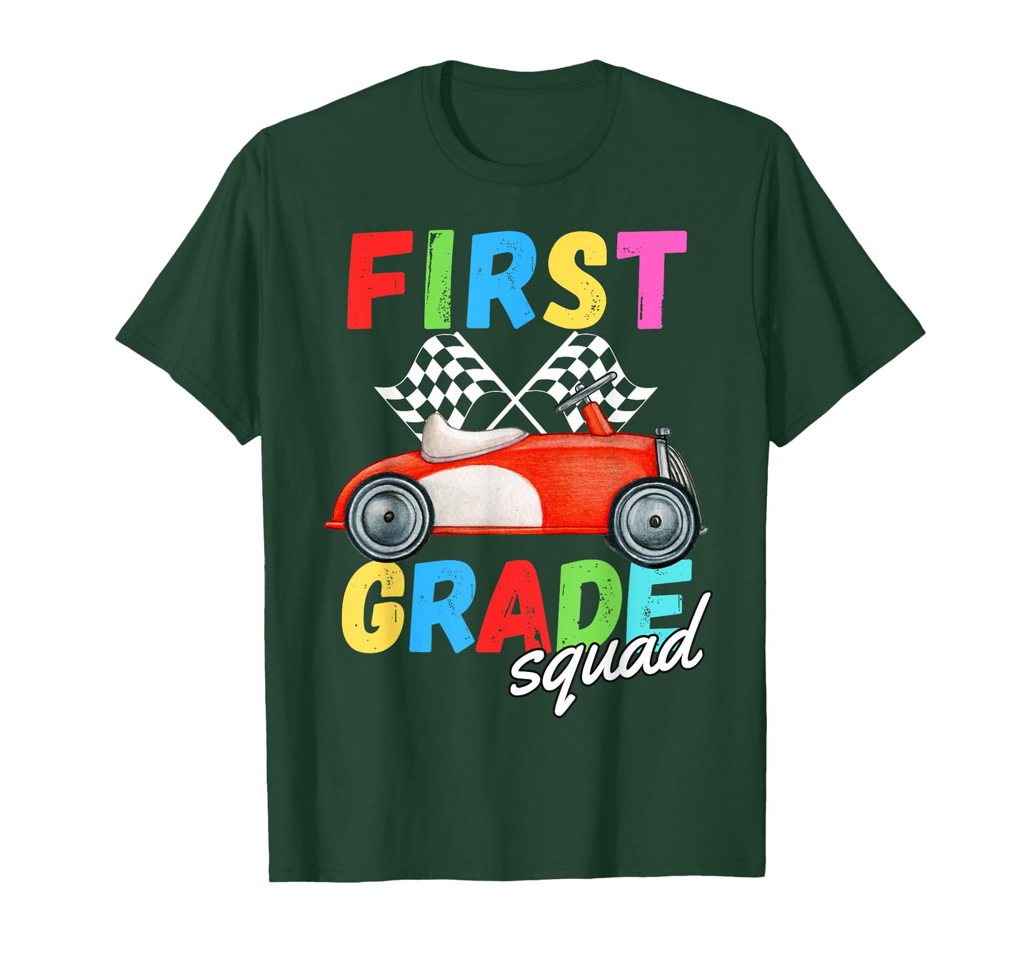 1st Grade Squad First Teacher Student Team Race Car Funny T-Shirt