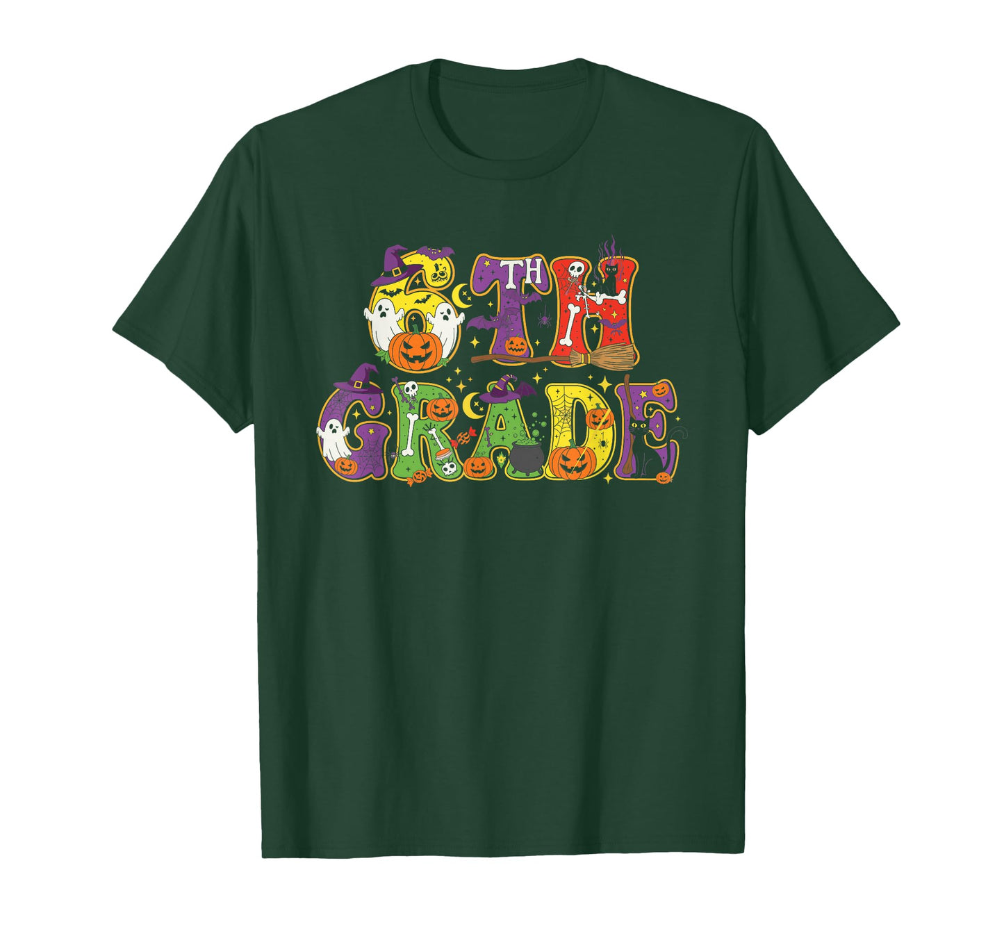 5th Grade Pumpkin Ghost Skeleton Halloween Kids Mens Womens T-Shirt