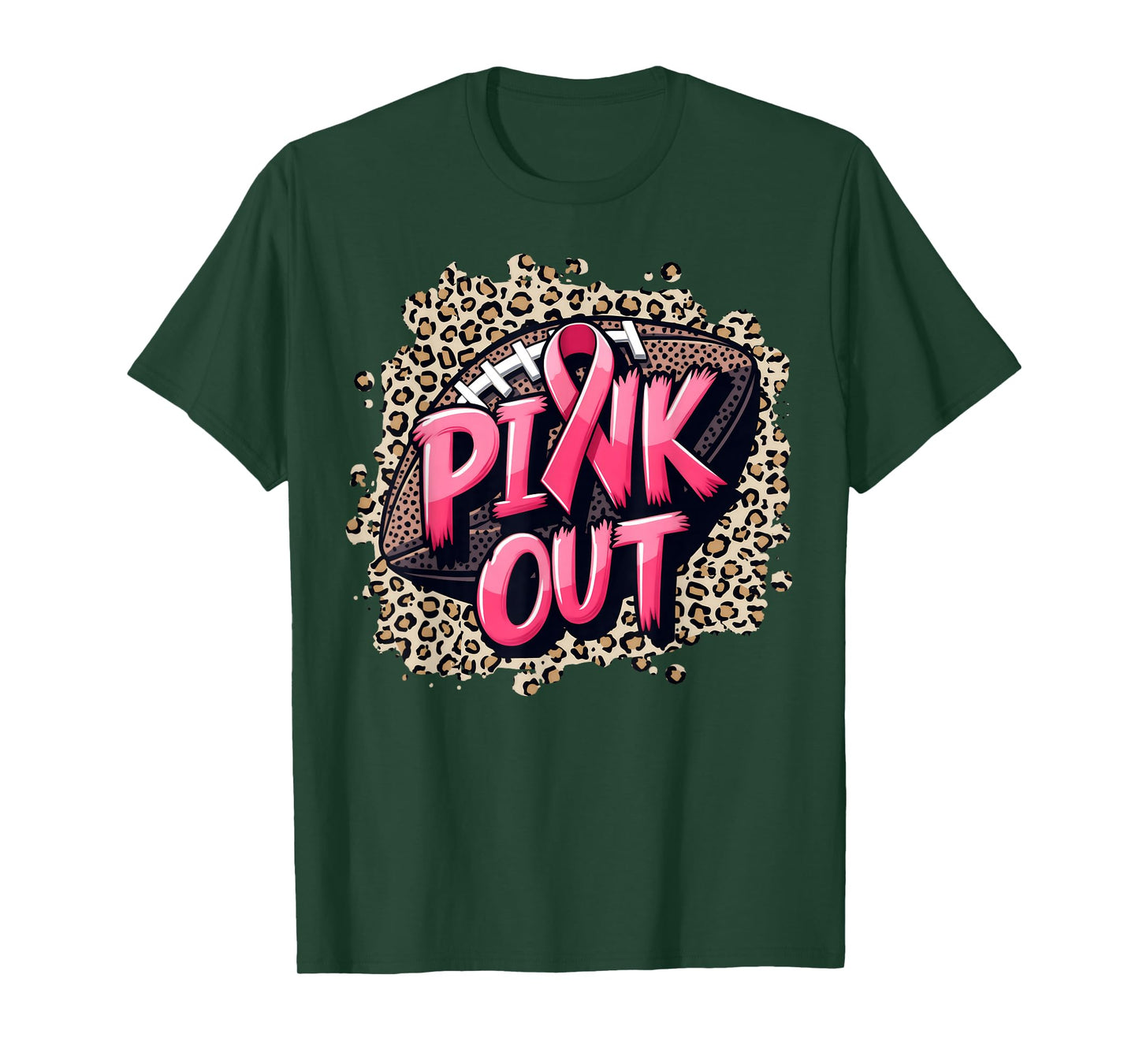 Pink Out American Football Leopard Tackle Breast Cancer 2024 T-Shirt