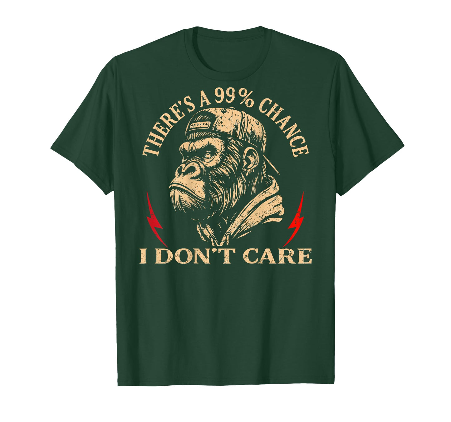(ON Back) There's A 99% Chance I Don't Care Funny Monkey Men T-Shirt