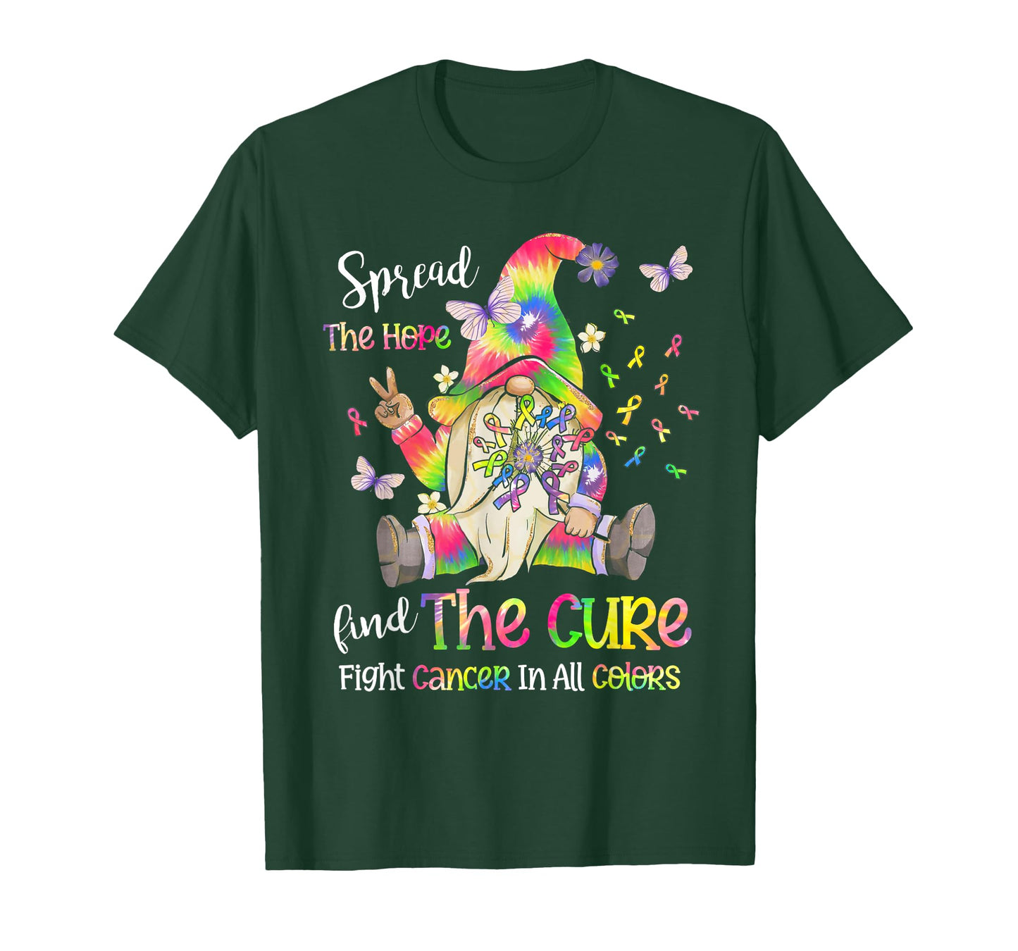 Fight Cancer In All Color Gnome Fight Cancer Ribbons T-Shirt