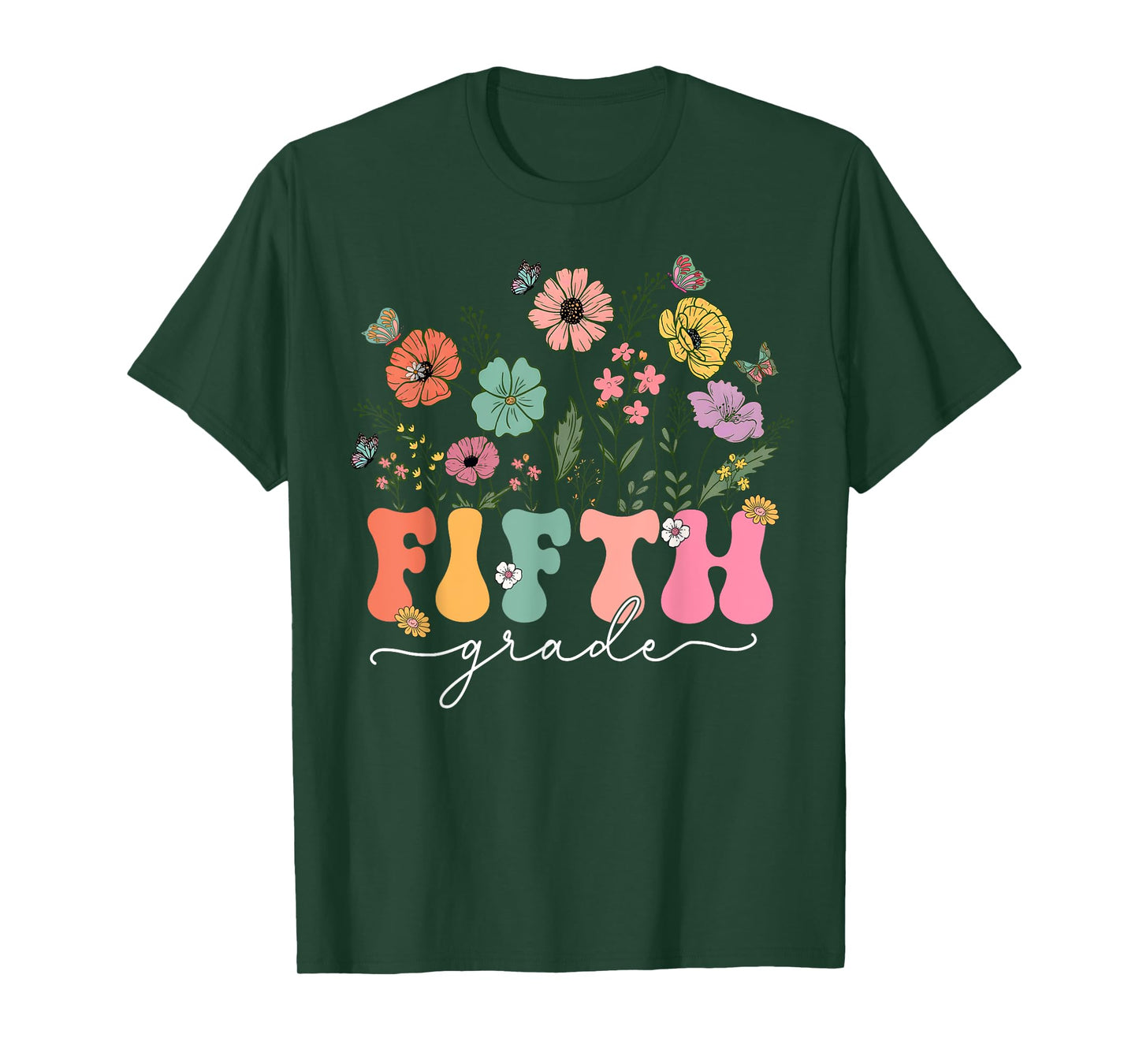 5th Fifth Grade Teacher Wildflower Back To School Floral T-Shirt