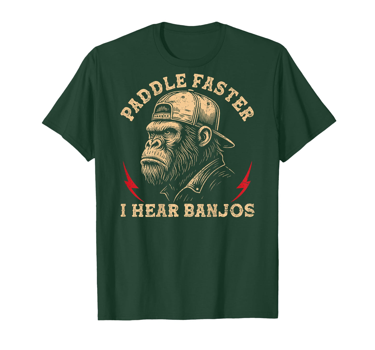 (On Back) Paddle Faster I Hear Banjos Funny Monkey T-Shirt