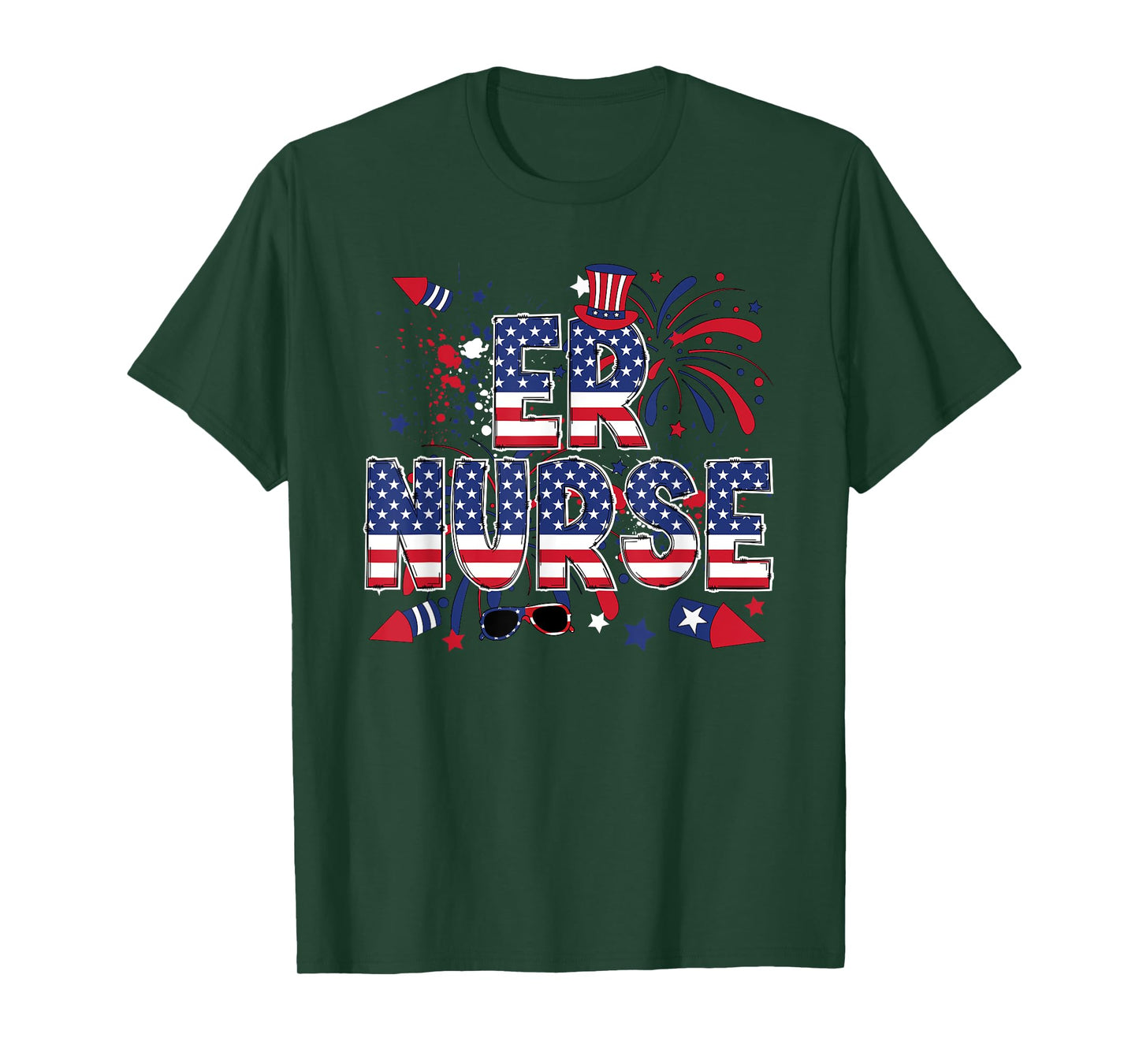 4th Of July Emergency Nurse American Flag ER Nurse T-Shirt
