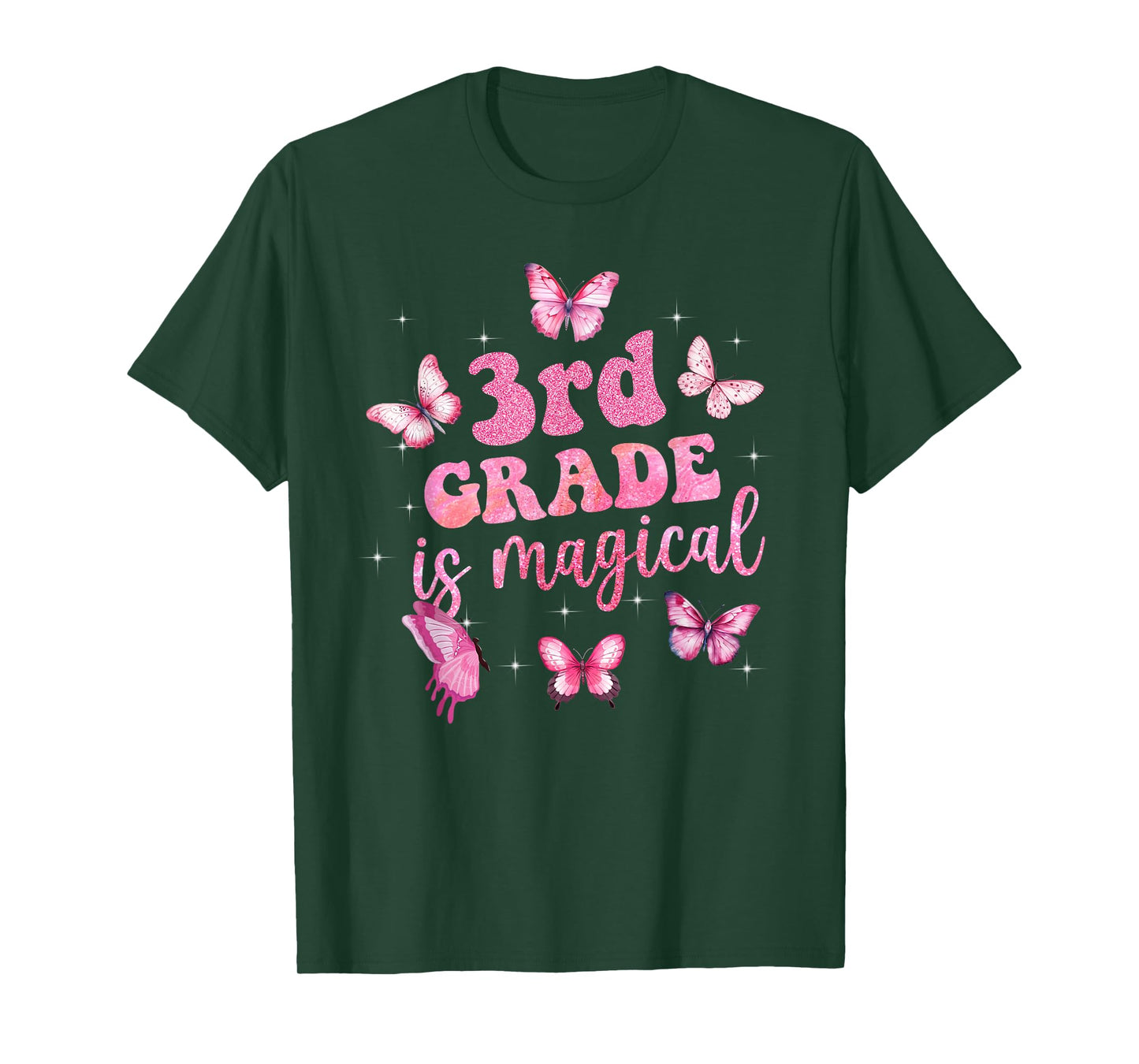 3rd Grade Is Magical Pink Butterfly Girls Back To School T-Shirt