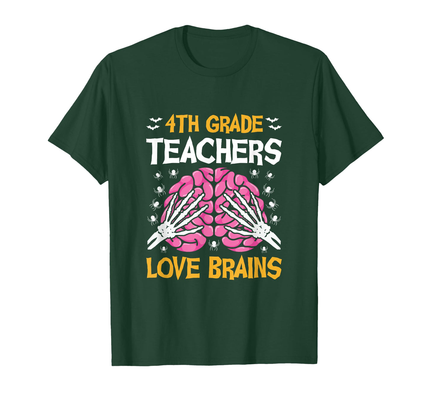 4th Grade Teachers Love Brains Funny Halloween School T-Shirt