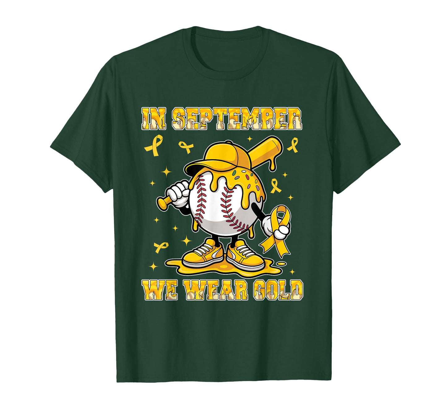 in September We Wear Gold Baseball Childhood Cancer Kids T-Shirt