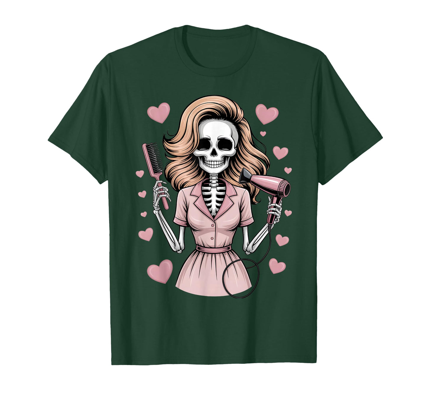 Halloween Gothic Skeleton Hairdresser T-Shirt