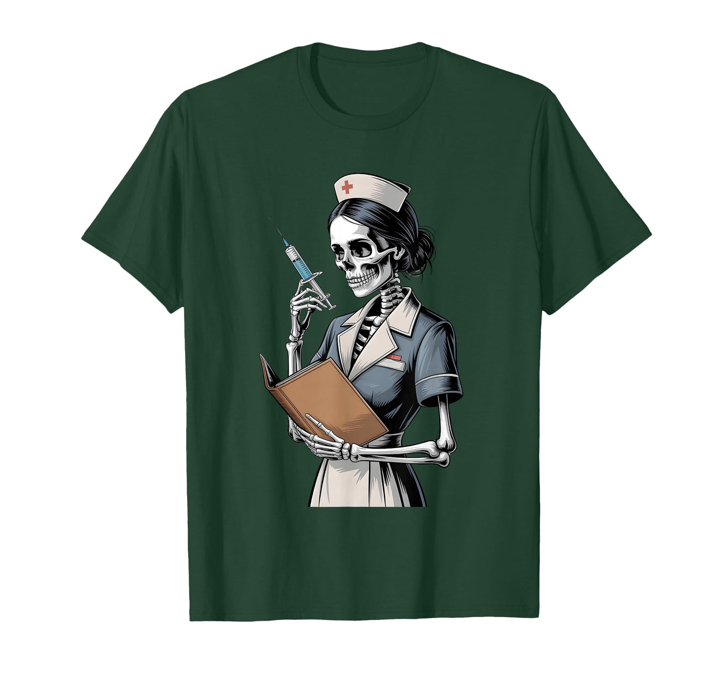 Halloween Gothic Skeleton Nurse with Syringe T-Shirt