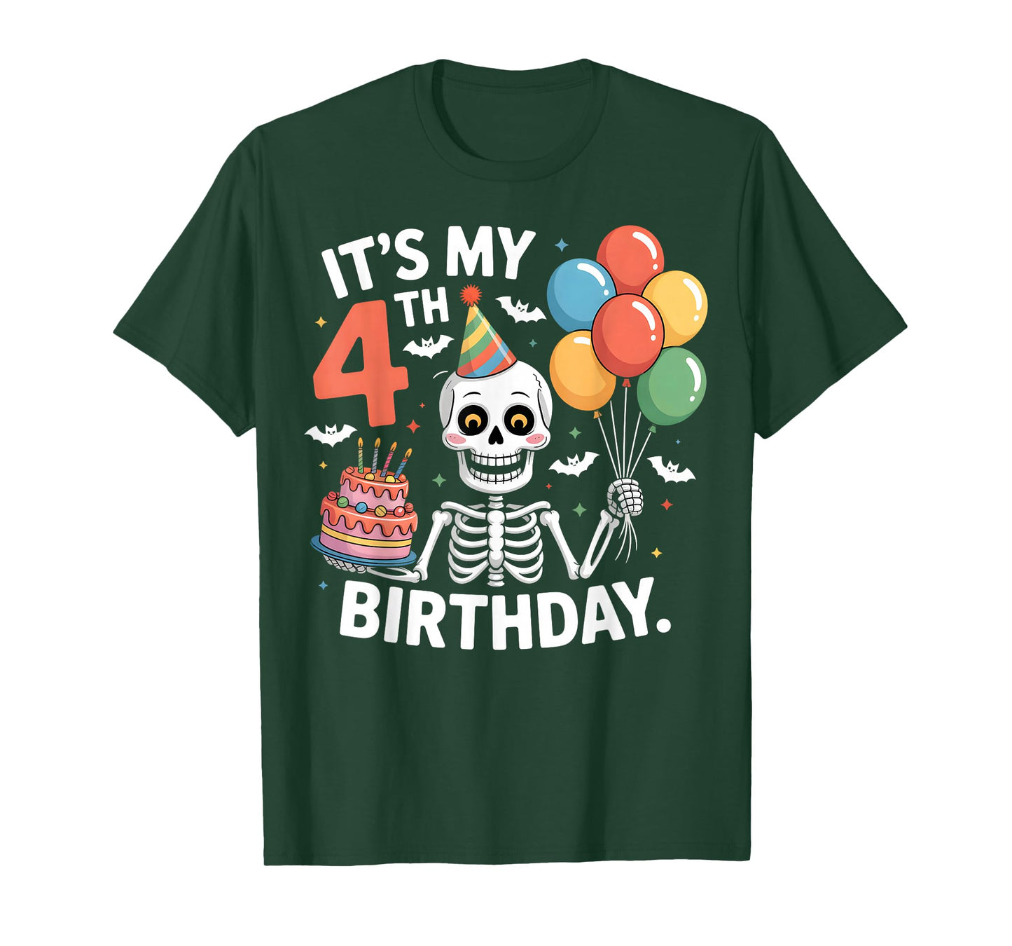 4th Birthday Skeleton Halloween Party for Kids T-Shirt