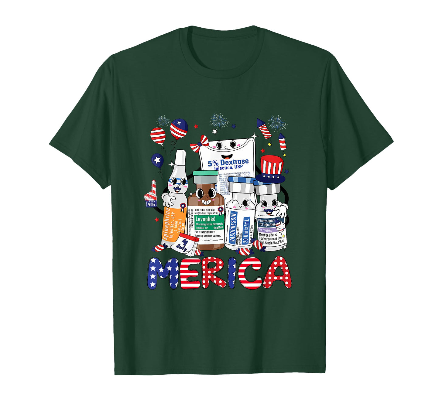 4th of July Red White Icu Nurse Care Er Ed Rn Micu Cvicu Women Men T-Shirt