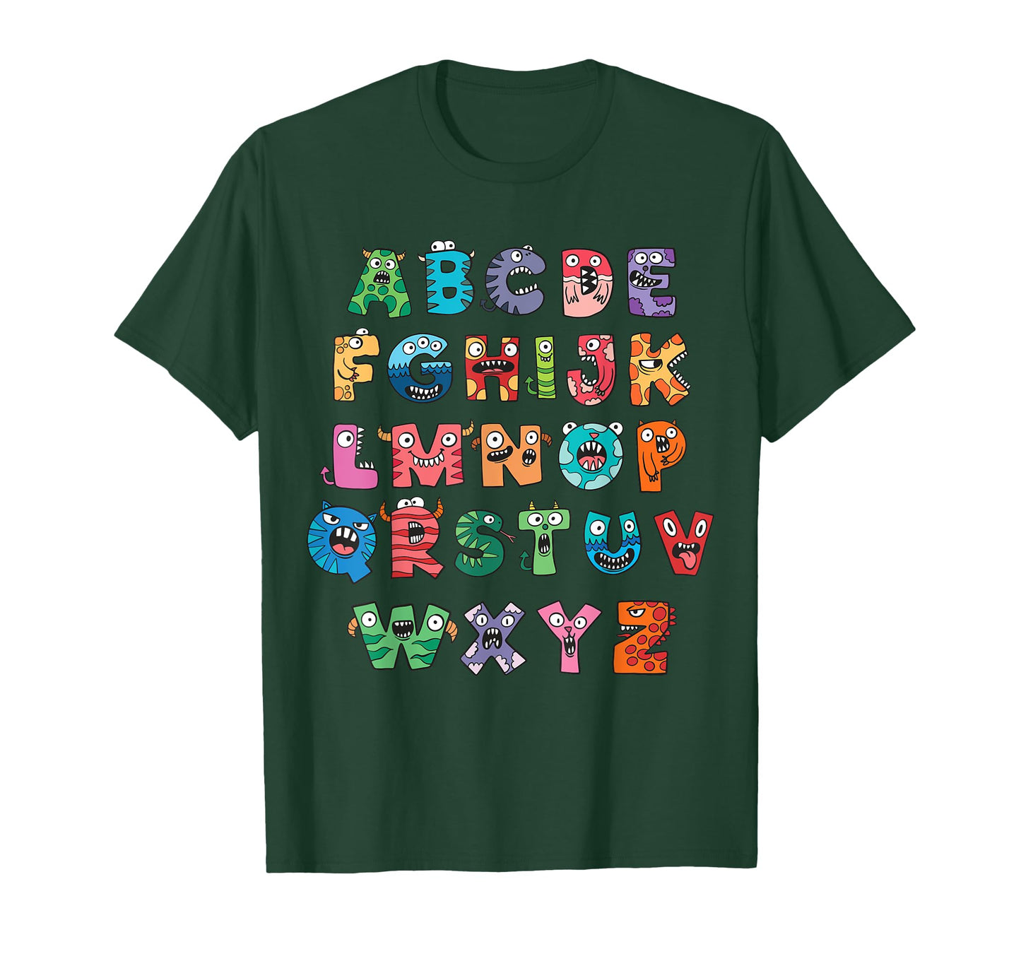 ABC Cute Monster Alphabet Halloween Teacher Costume Kids T-Shirt