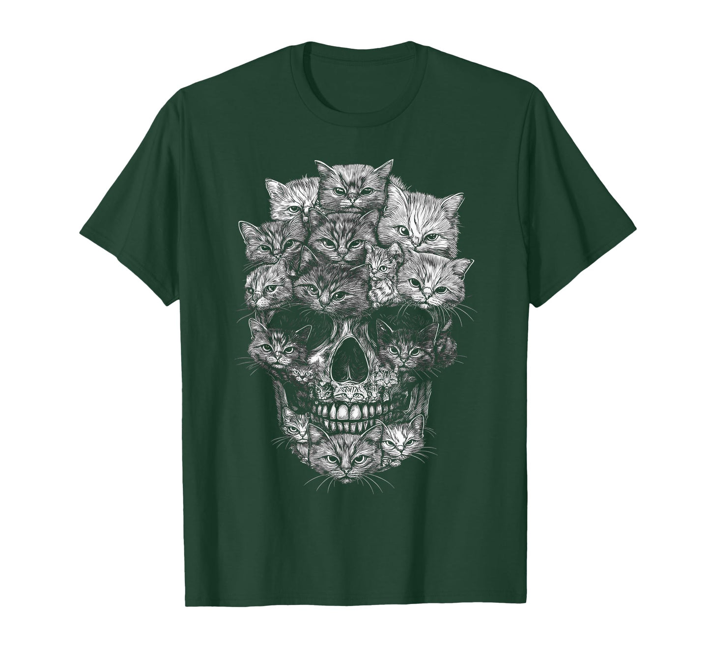 A Skull But It's Cats Kitty Skeleton Halloween Cat Skull T-Shirt