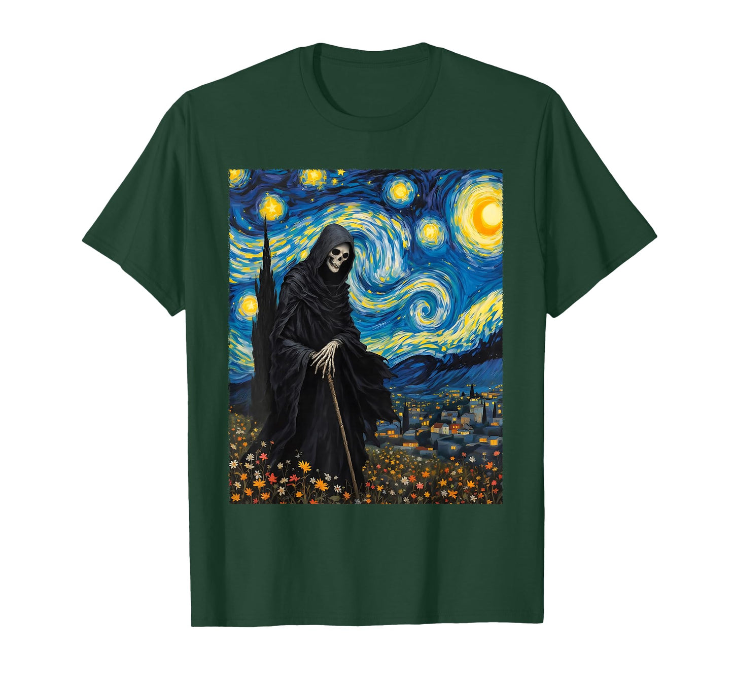 Halloween Grim Reaper Gothic Van Gogh Party Costume T-Shirt