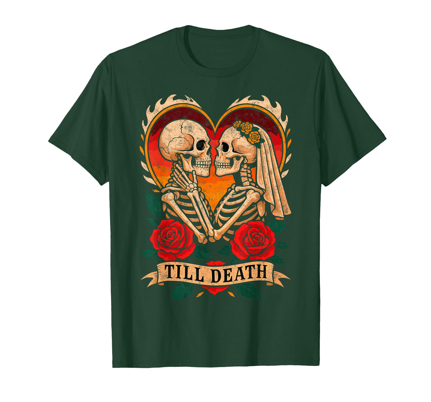 'Til Death Couple Skeletons Tee American Traditional Tattoo T-Shirt