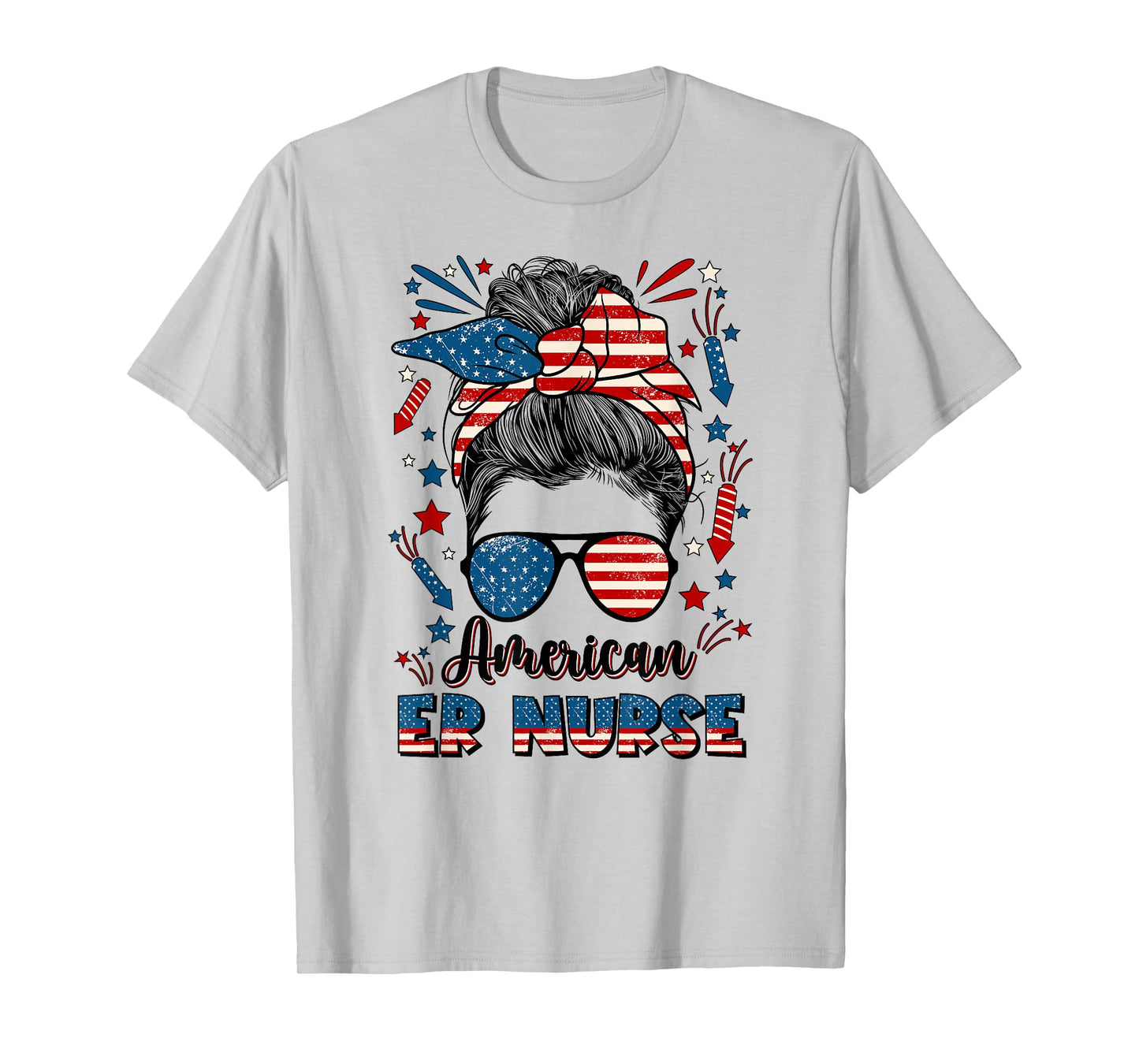 4th Of July Emergency Nurse American Flag ER Nurse T-Shirt