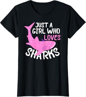 Just A Girl Who Loves Sharks Funny Kids Shark Lover Summer T-Shirt