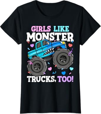 Shark Monster Truck Girls Like Monster Trucks Too Kids T-Shirt