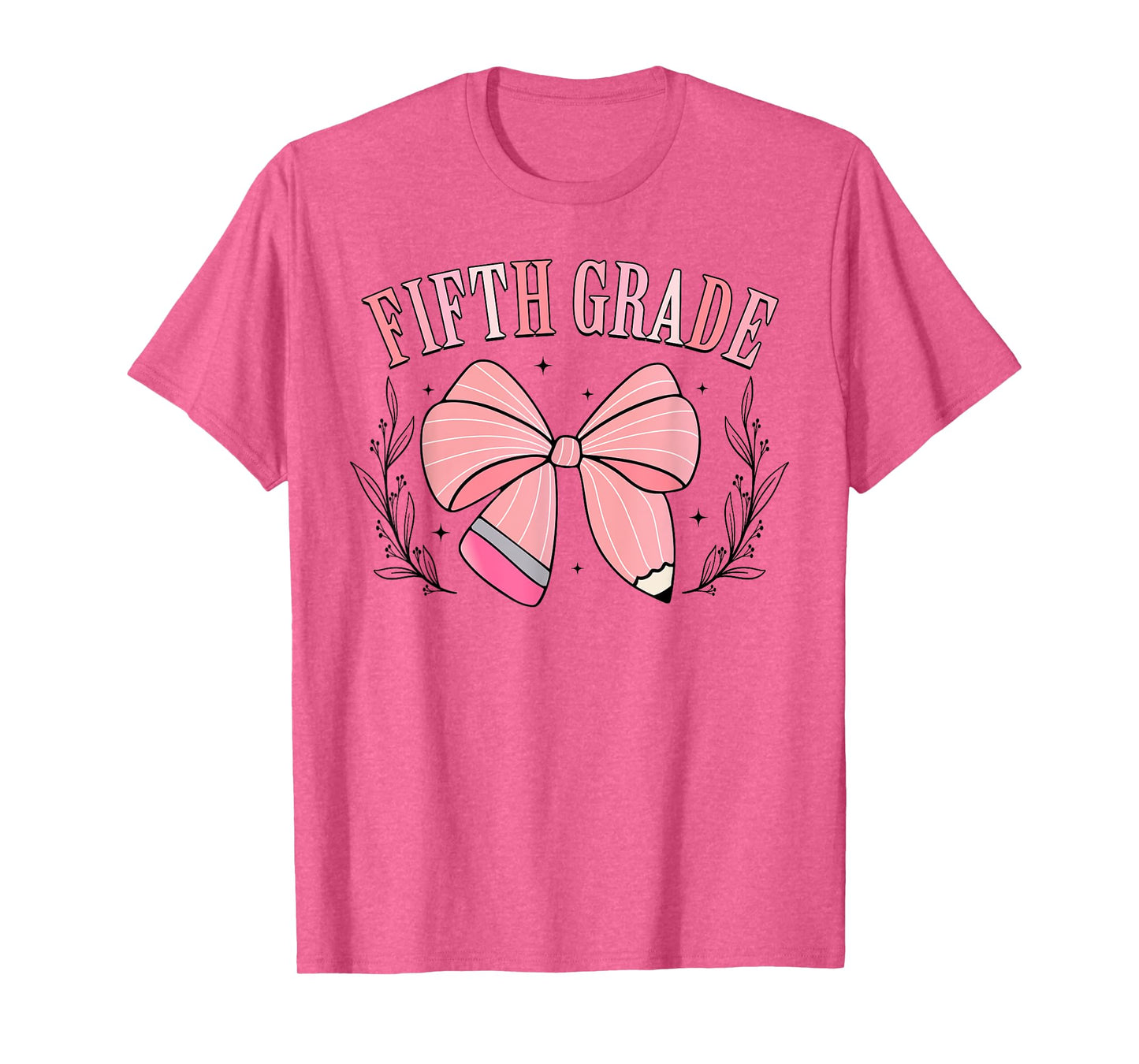 5th Grade Teacher Pencil Coquette Bow Back To School Teacher T-Shirt for Men Women Girls Kids