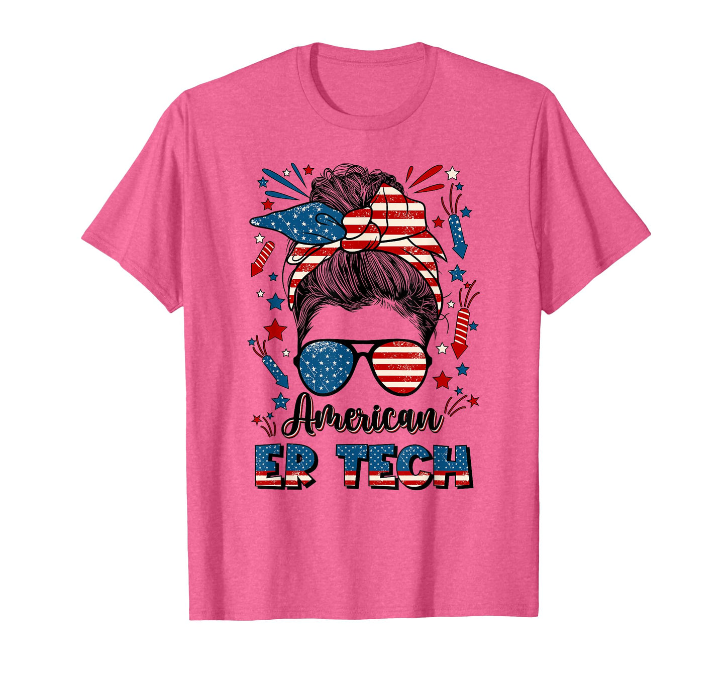 4th Of July ER Tech American Flag Emergency Room Technician Women Men T-Shirt