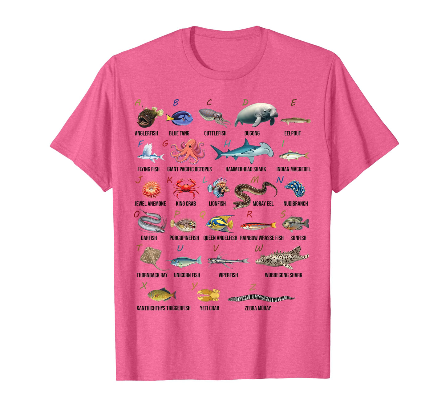 A-Z Ocean Life Alphabet Marine Creatures Exploration T-Shirt