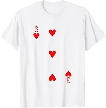 Three Of Hearts Deck Of Cards Playing Cards Halloween Poker T-Shirt