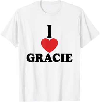 Personalized Name Gracie I Love Gracie Heart Groovy T-Shirt
