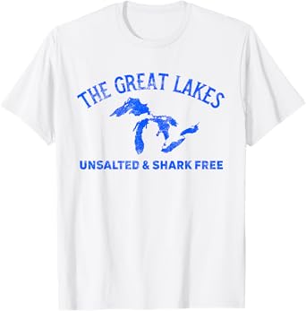 The Great Lakes Unsalted & Shark Free Michigan Gift Vintage T-Shirt