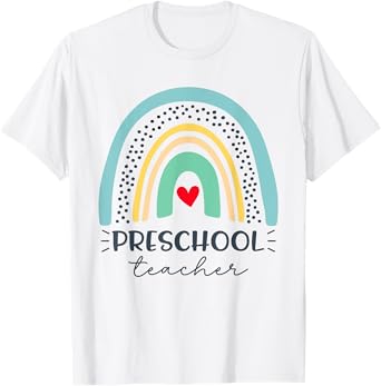 Preschool Teacher Boho Rainbow kindergarten Teacher Womens T-Shirt