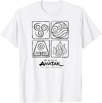 Avatar The Last Airbender - Fire Earth Water Air Elements T-Shirt