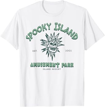 Funny Halloween Spooky Island Est 2002 Amusement Park Skull T-Shirt