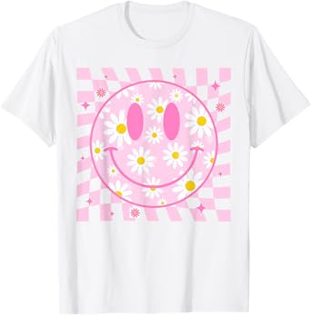 Happy Face Daisy Flower Shirt Preppy Aesthetic Smile Face T-Shirt