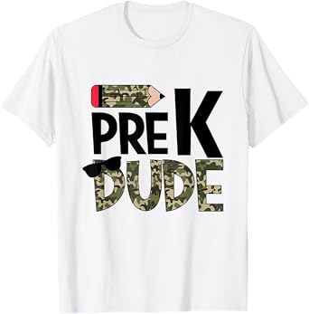 Back To School Pre-K Dude Camouflage Funny Teacher Kid T-Shirt