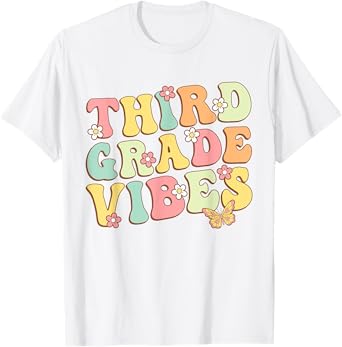 Third Grade Vibes Hello Team 3rd Grade Teacher Kids Retro T-Shirt