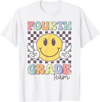 Fourth Grade Team Smile Face 4th Grade Back To School T-Shirt