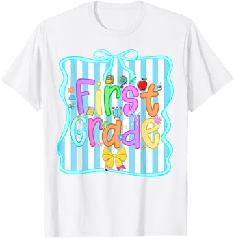 Back To School First Grade For Teen Girls Bow 1st Grade Kids T-Shirt