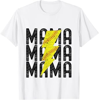 Softball Mama Lighting Softball Mothers Day T-Shirt