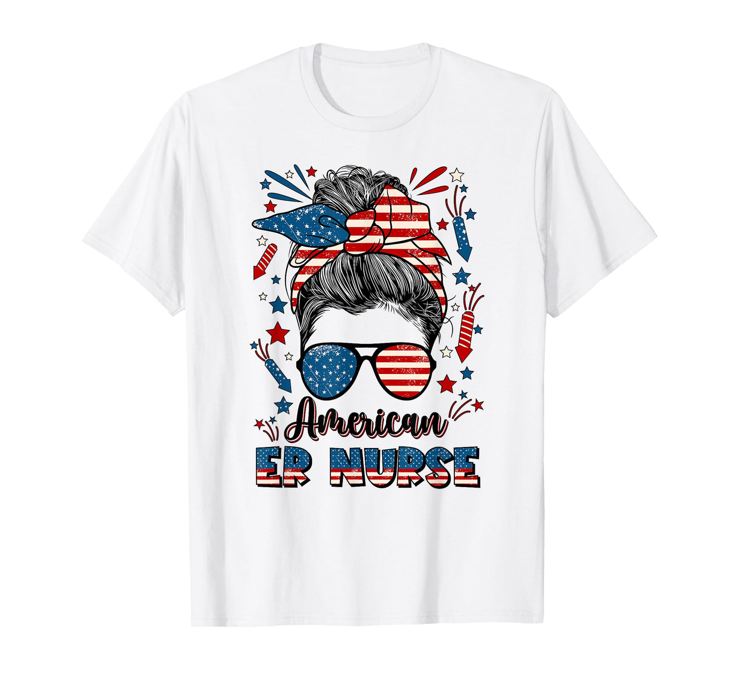 4th Of July Emergency Nurse American Flag ER Nurse T-Shirt