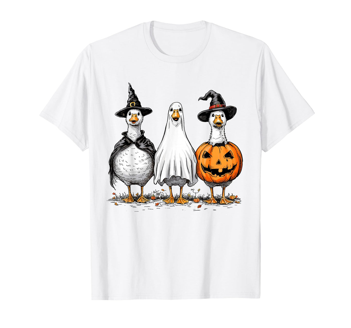 Halloween Goose Witch Ghost Pumpkin Skeleton Spooky Costume T-Shirt
