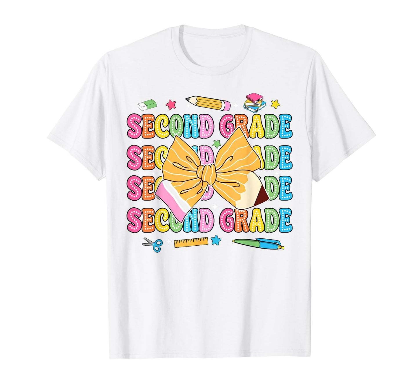 2nd Grade Teacher Pencil Coquette Bow Back To School T-Shirt