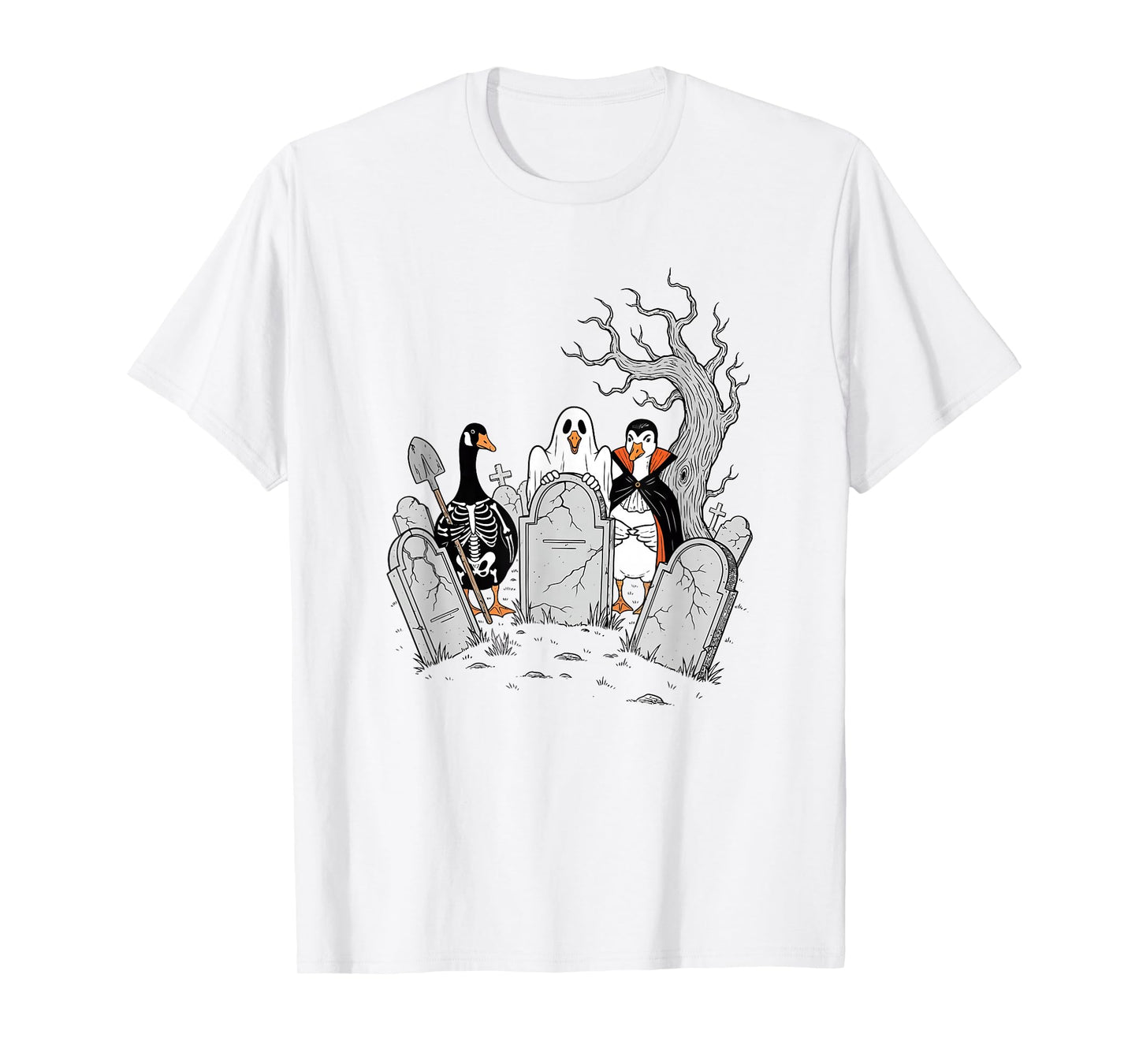 Halloween Goose Squad Ghost Witch Skeleton Spooky Costume T-Shirt