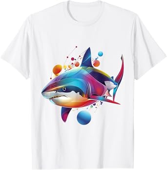 Shark Animal Print Motif Colorful Artwork Abstract Shark T-Shirt