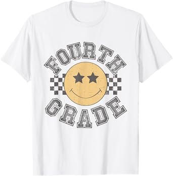 Retro Fourth Grade Teacher Student 1st Day Back To School T-Shirt