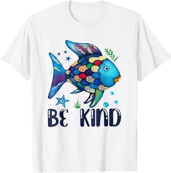 Be Kind Rainbow Scale Fish Teacher Reading Book Toddler Kids T-Shirt