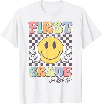 First Grade Vibes Smile Face 1st Grade Team Back To School T-Shirt
